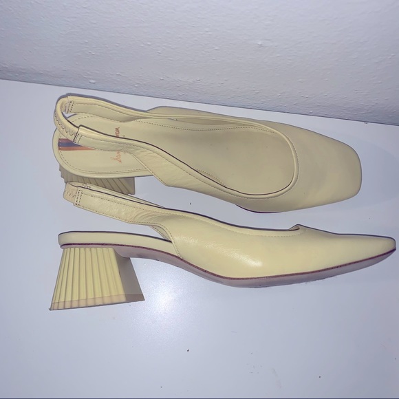 SAM EDELMAN | Toren Canary Yellow Seville Nappa Leather Sling Shoe Heel 7.5 - Picture 9 of 13